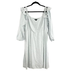 Torrid Blue & White Stripe Long Sleeve Cold Shoulder Dress Women's Plus Size 1X